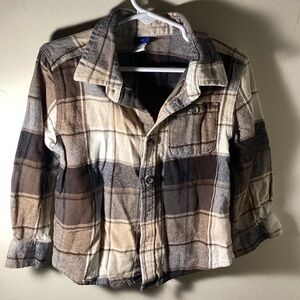 Old Navy Plaid Button Down Shirt - Brown, Black, Cream
